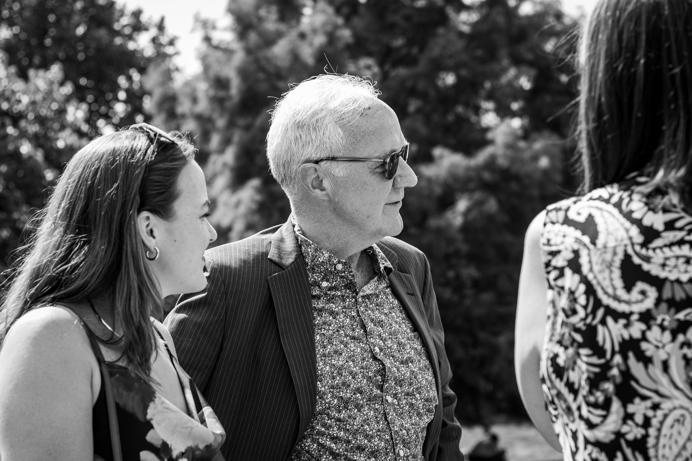Candid wedding moment at London art gallery